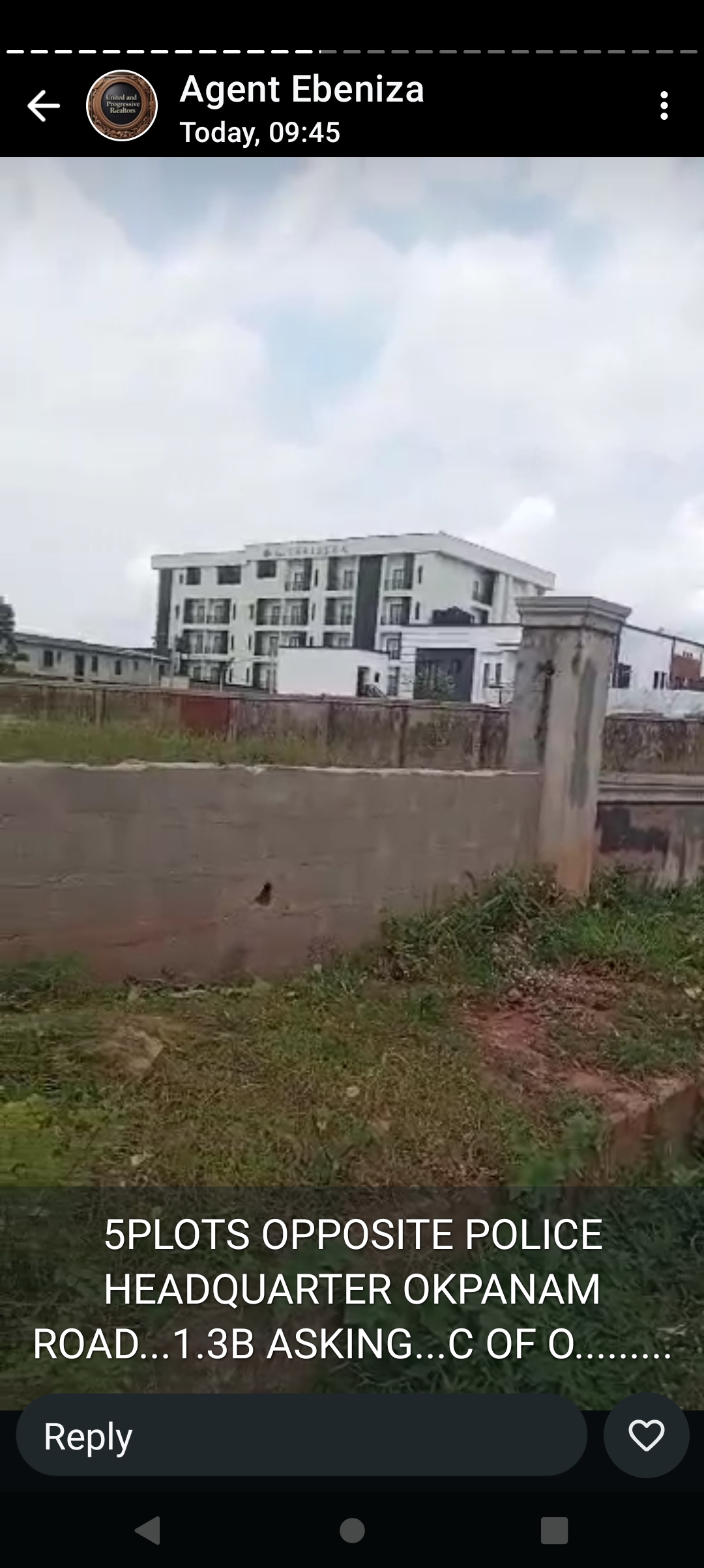 Land for Sale in 5 plots of land opp Police Headquarters, Delta cover picture