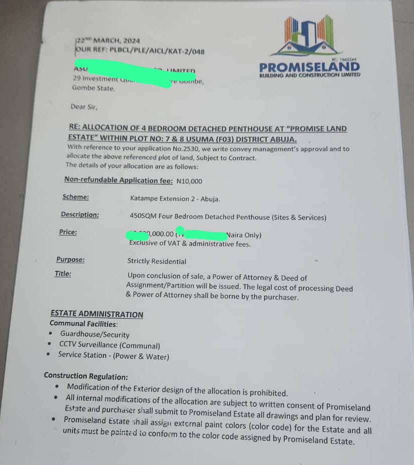 Land for Sale in Promise land Estate, Katampe Extention, FCT cover picture